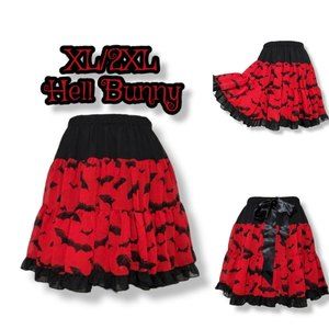 Hell Bunny tutu mini skirt bat ruffle bow black red goth tulle
